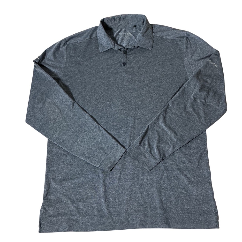 Columbia Golf Omni-Wick Pin High LS Polo Mens Large Blue Heathered 17F71MP